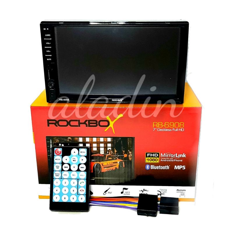 Head Unit Double Din Rockbox RB-6908 MP5 Deckless Universal 7" MirrorLink