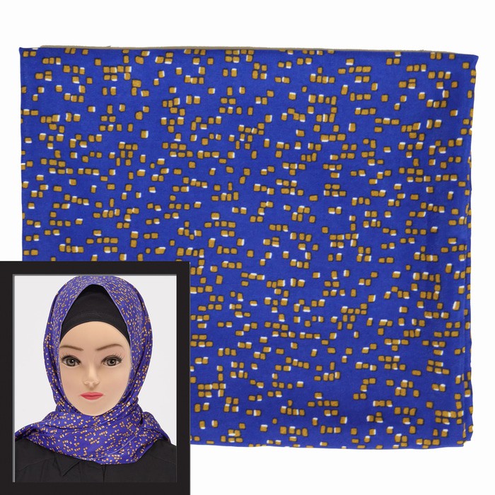 Hijab / Jilbab Wanita Poponina Blue Pixel Scarf