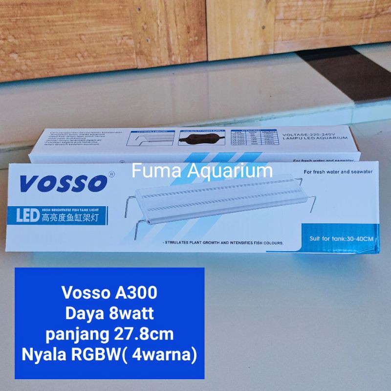 Lampu Led Aquarium VOSSO GX A300 RGBW Led Aquarium Aquascape 6watt 30-40cm 40Led