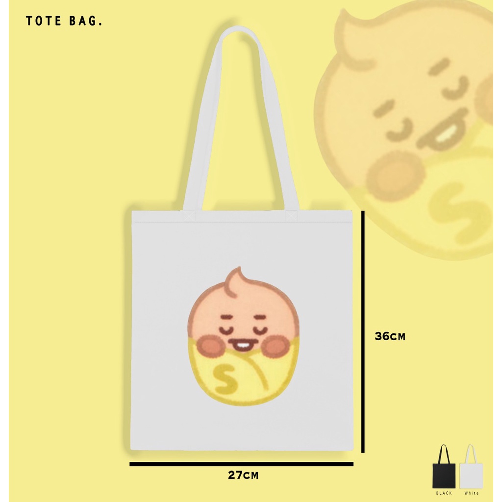 TOTEBAG B T S / KANVAS / PEREKAT / WHITE / BLACK / TAS LES / KULIAH / KADO KEKINIAN / COUPLE / TEMAN
