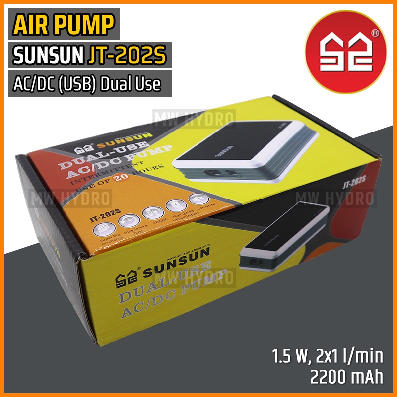 SUNSUN JT-202S, Air Pump AC/DC USB Dual Use, Aerator / Pompa Udara