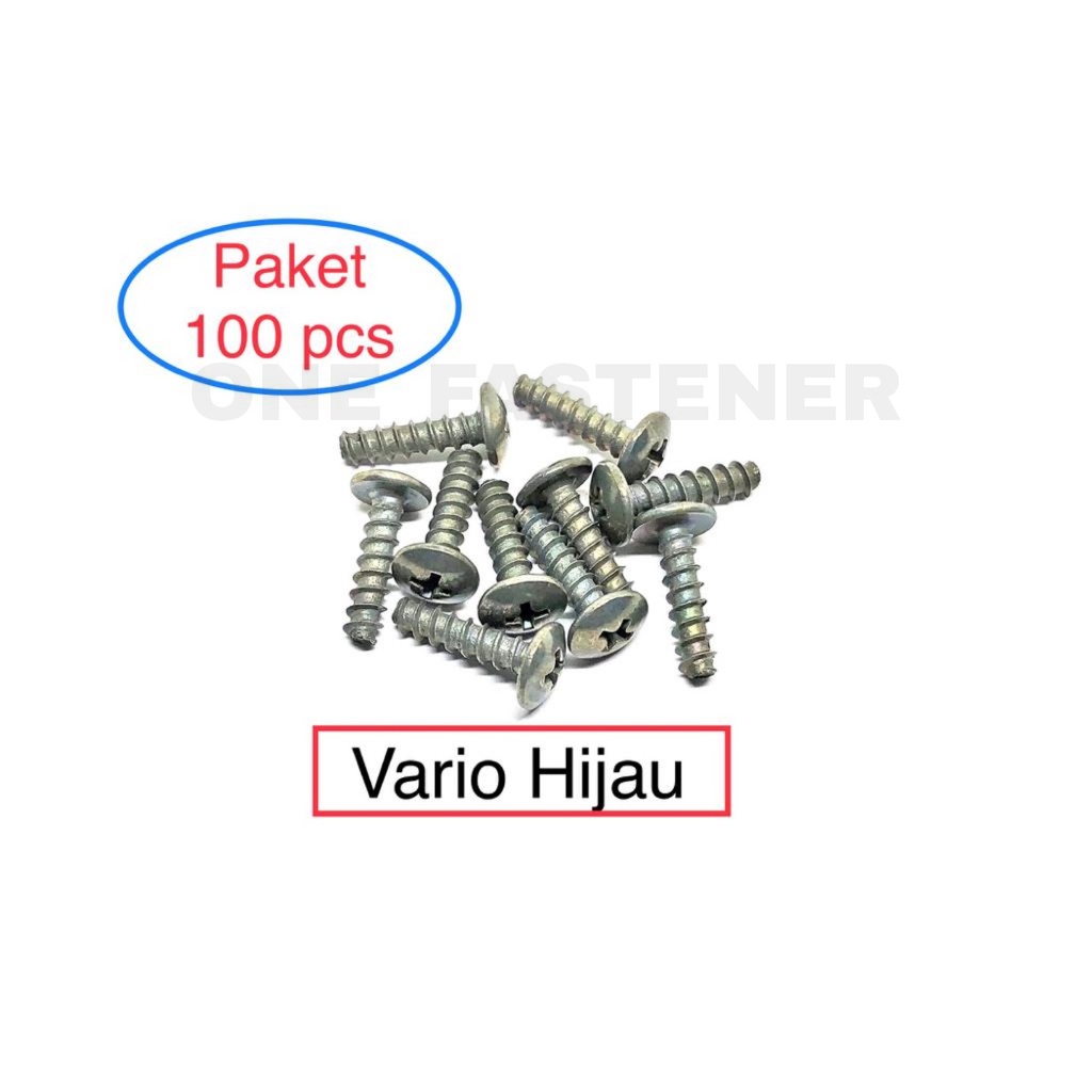 100 Pcs Sekrup Only baut body Vario 4x16 HIJAU skrup honda matic Beat