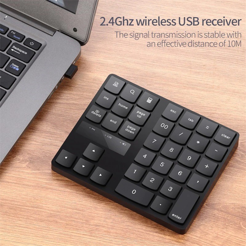 PROMO BEESCLOVER Keypad Numeric Multimedia Wireless 2.4GHz 35 Buttons - R57 - Black