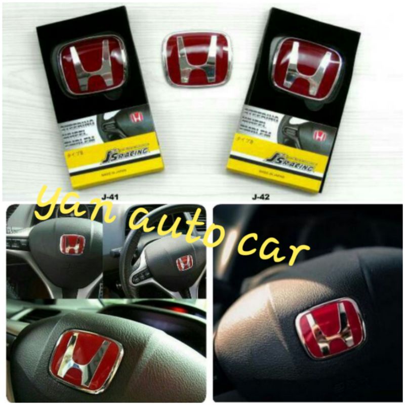 emblem Stir Logo honda JDM Merah JAZZ HRV Freed Mobilio