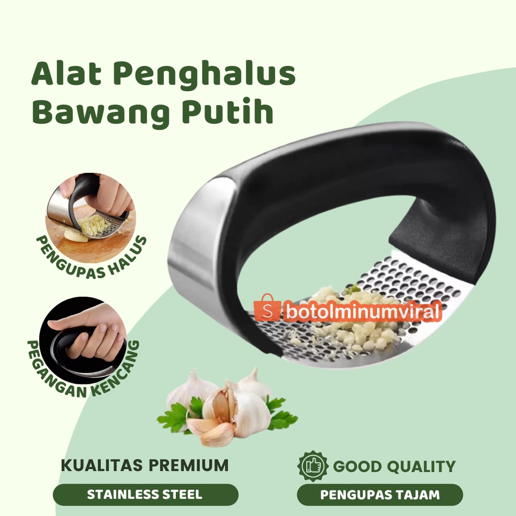 Pencacah Bawang Putih Alat Cacah Bawang Premium Garlic Press Crusher Hand Held Stainless Steel Penghancur Cincang Bawang Putih Manual Alat Cacah Bawang Putih Jahe Kunyit Bumbu Dapur Mini