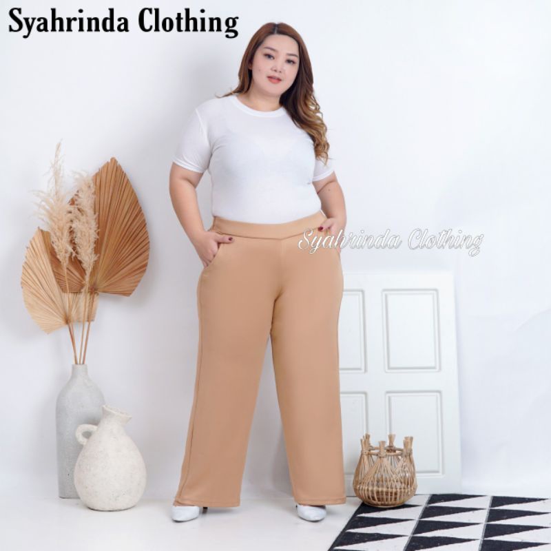 Celana Kulot Jumbo Allsize BIGSIZE Scuba Pants Wanita Premium Bawahan Plus Size Melar