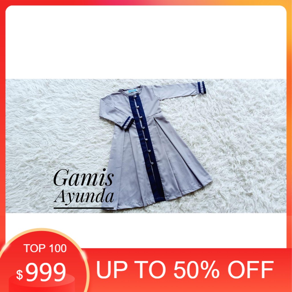 Baju GAMIS AYUNDA/GAMIS REMAJA WARNA ABU ABU