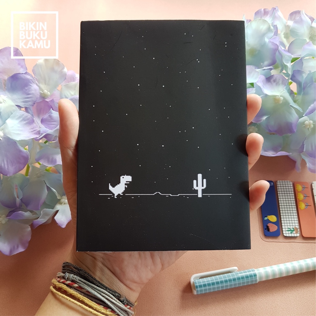 

[57gsm] A6 Notes Notebook Mini Saku Pocket Book Bookpaper Softcover Polos - Black Dino