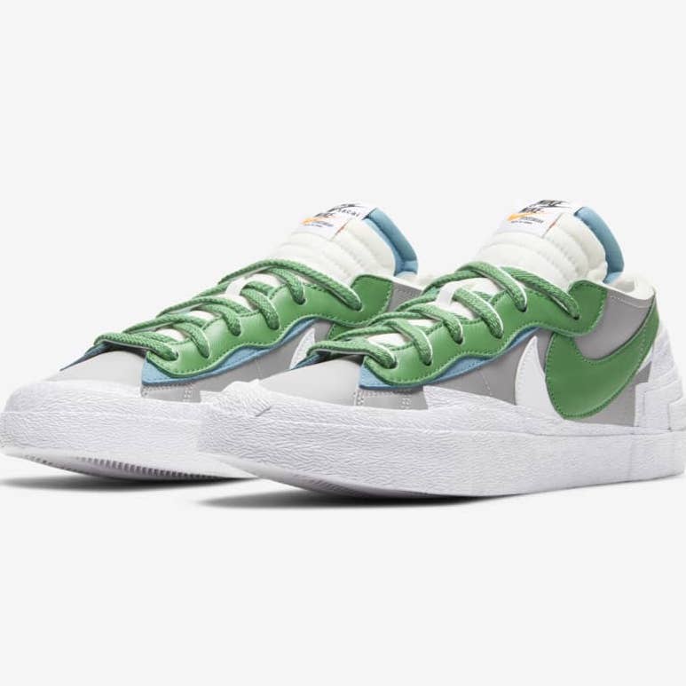 Nike Blazer Low Sacai Medium Grey / Classic Green White ORIGINAL