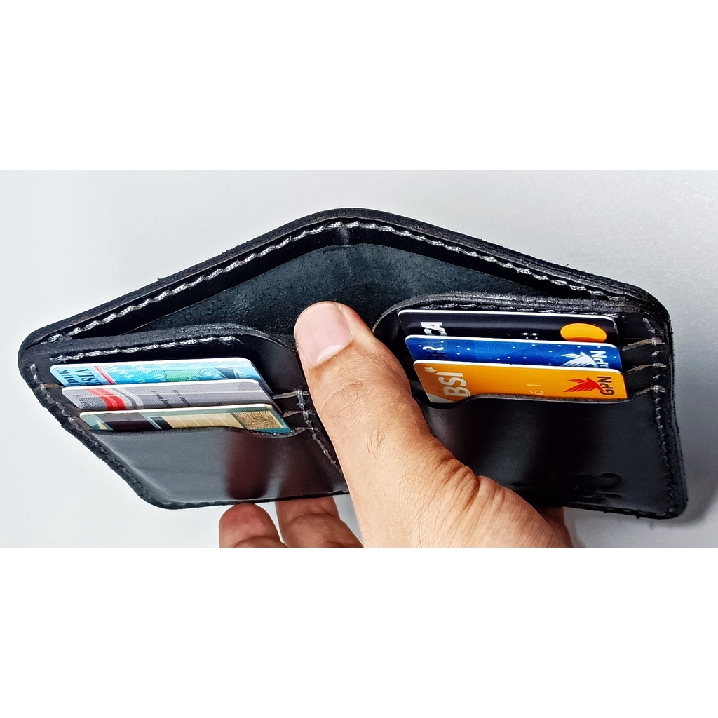 Buffalo Dompet Pria 100% FULL KULIT Asli Model Lipat Berdiri Handmade Classic Vintage Black