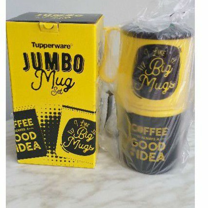 JUMBO MUG SET (2) 600ML/TUPPERWARE/GELAS MINUM BESAR/GELAS DAN TUTUP