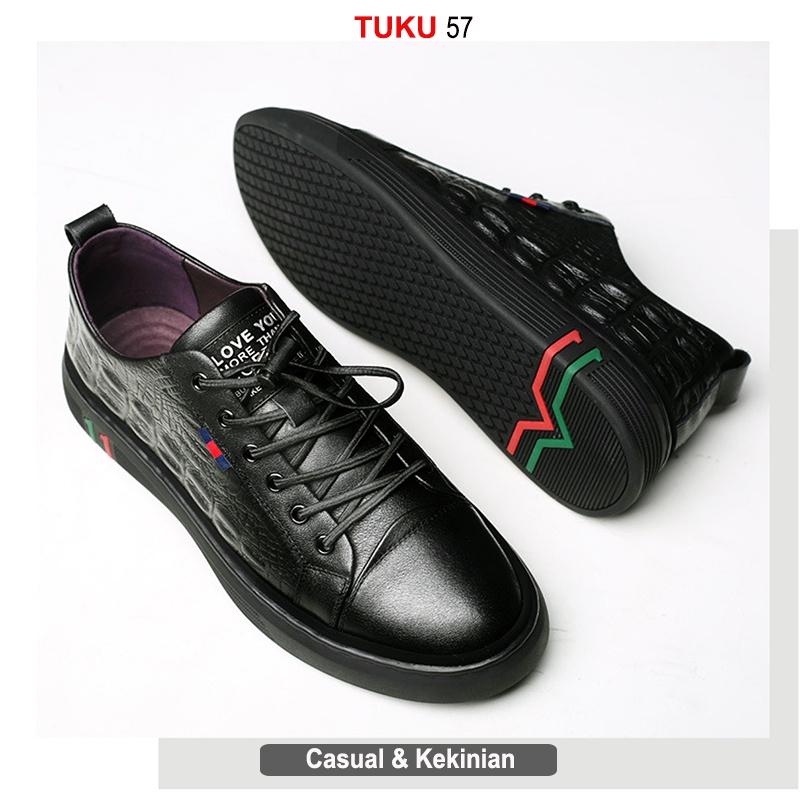 SEPATU PRIA JEPPAR G119 BLACK CROCODILE SNEAKERS ORIGINAL TERBARU,TERBAIK,PASTINYA KEREN