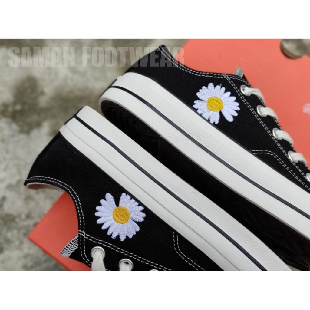( PREMIUM ) Sepatu Convs 70s CT Peace Minus One BUNGA High Low Black Egret Flower BNIB-8