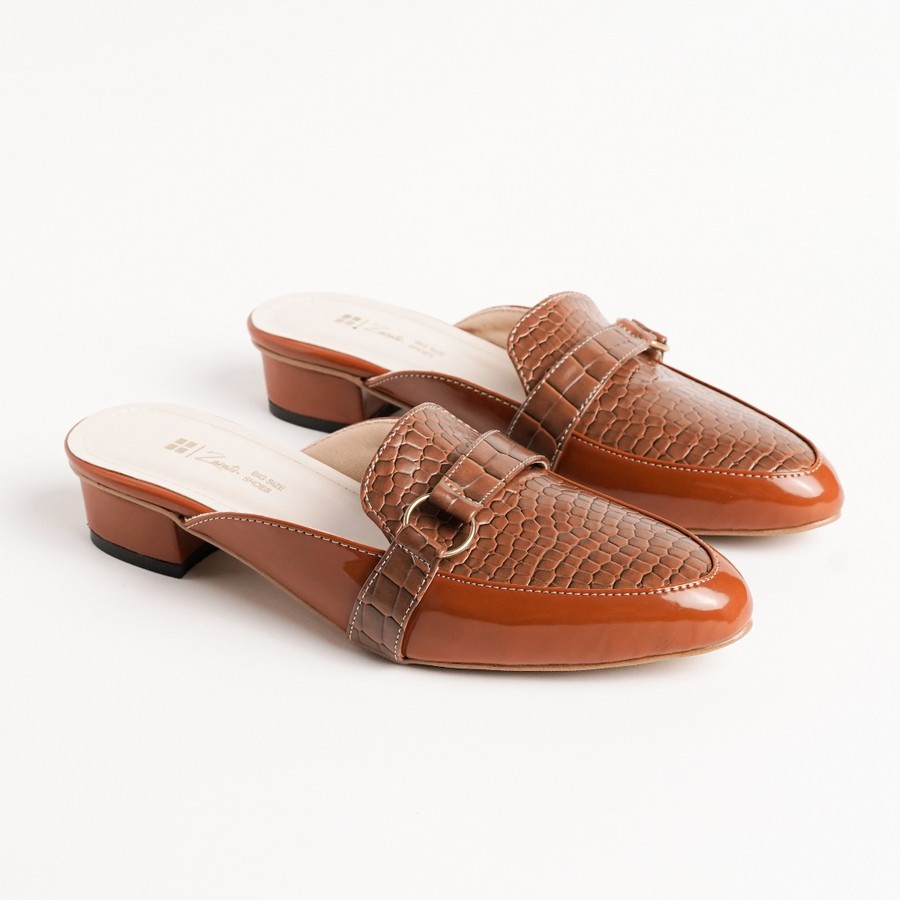 Zavatu-Ori Sepatu Sandal Wanita Heels  Bustong Wanita Hak Tahu Coklat Ukuran 41-45 Trendy Terbaru