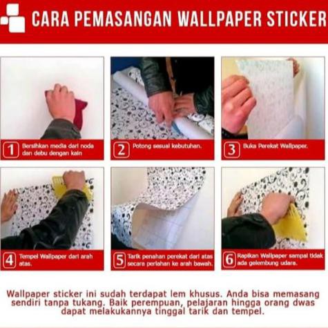 Wallpaper dinding Sticker tembok wallstiker batu bata putih list hitam