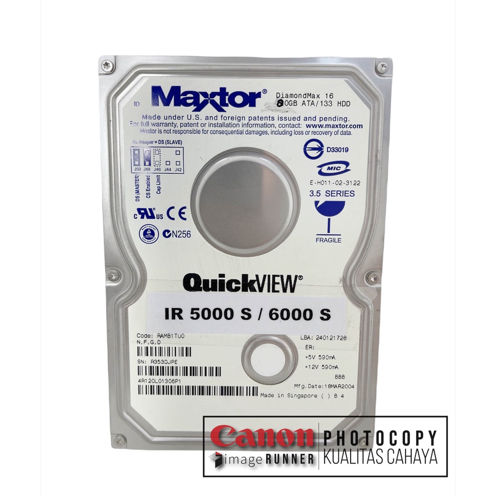 Hard Disk Mesin Fotokopi Canon IR 5000/6000 S Port Bawah