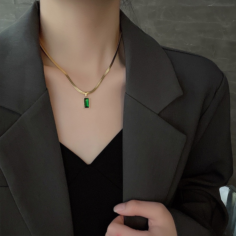 (X3) kalung ijo hijau titanium asli tali besar pipih