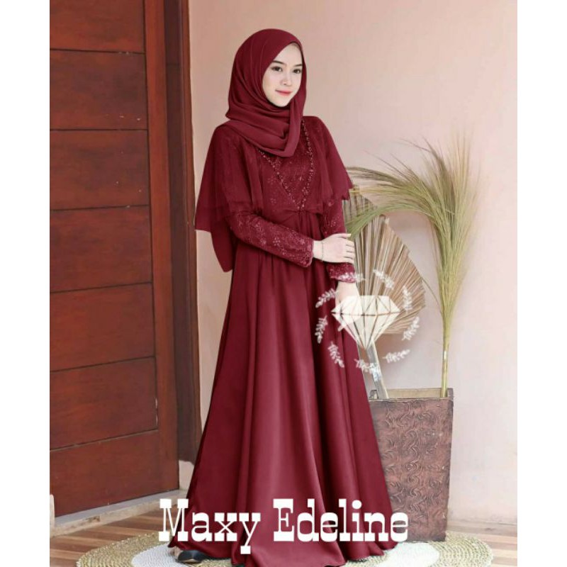 PCS MAXY EDELINE BRUKAT MOSCREPE MR ADA VIDEO REVIEW ASLI PRODUK PAKAIAN WANITA DRESS GAMIS