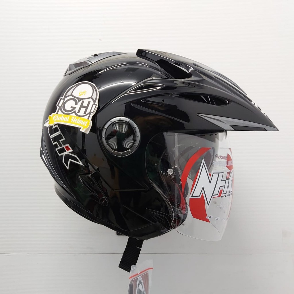 HELM HALF FACE NHK AVIATOR DOUBLE VISOR BLACK