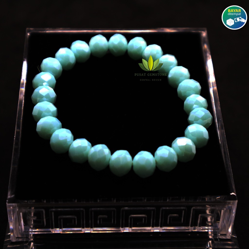 Gelang Batu Kristal Biru Tosca