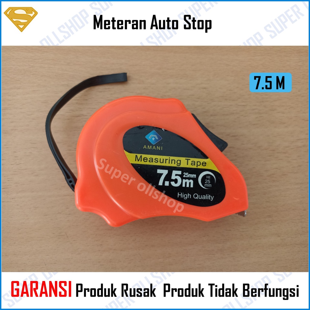 Meteran 7.5 Meter Auto Stop /Meteran Tukang Bangunan 7.5 M Measuring Tape Murah