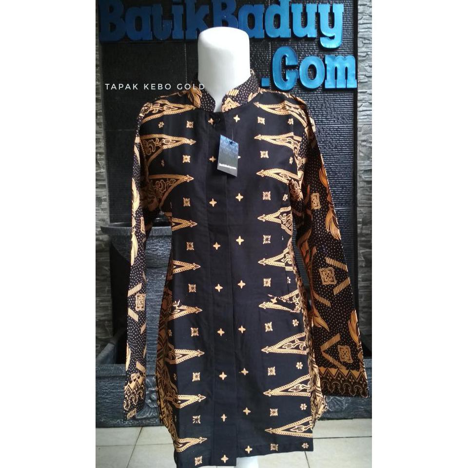 Sale.. Atasan Batik Wanita Motif Tapak Kebo Gold Khas Baduy Banten - Cokelat Muda, Xl ....
