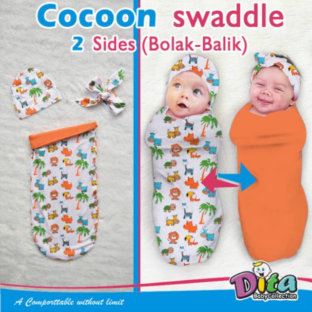 SNI [Perlengkapanbayimurah] Cocoon Swaddle Bedong instan Motif Dita Moons Care bolak balik murah palinggampanginstan