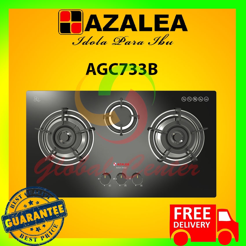 Kompor Tanam Azalea AGC733B 3 Tungku Gas LPG Hitam 730x410mm