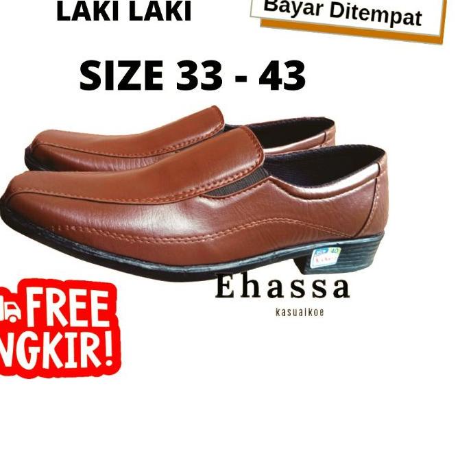 ⚡TOK SIAP 【COD】 Sepatu Pantofel Anak Size 33- 43 Vantofel Laki laki Hitam Anak Spatu Pantofel Sekola