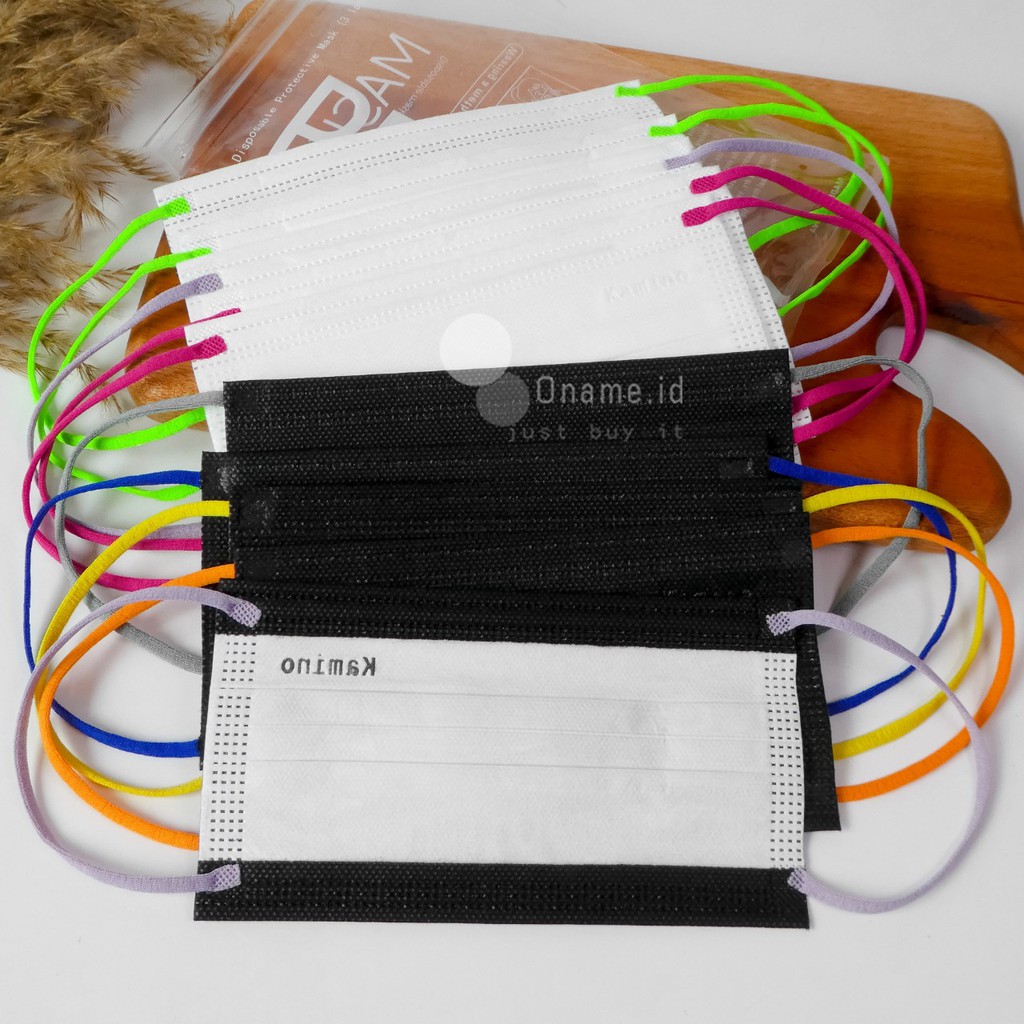 Oname.id Masker 3Ply Earloop Dewasa (Isi 10pcs) Masker Earloop Warna Polos