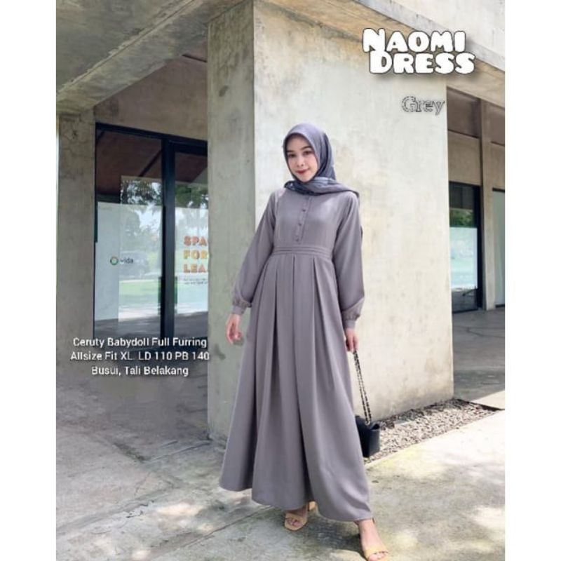 Fashion Muslim Baju Gamis Wanita Kekinian Ceruty Babydoll Terbaru Naomi Dress ORI Long Dress Remple Jumbo Polos