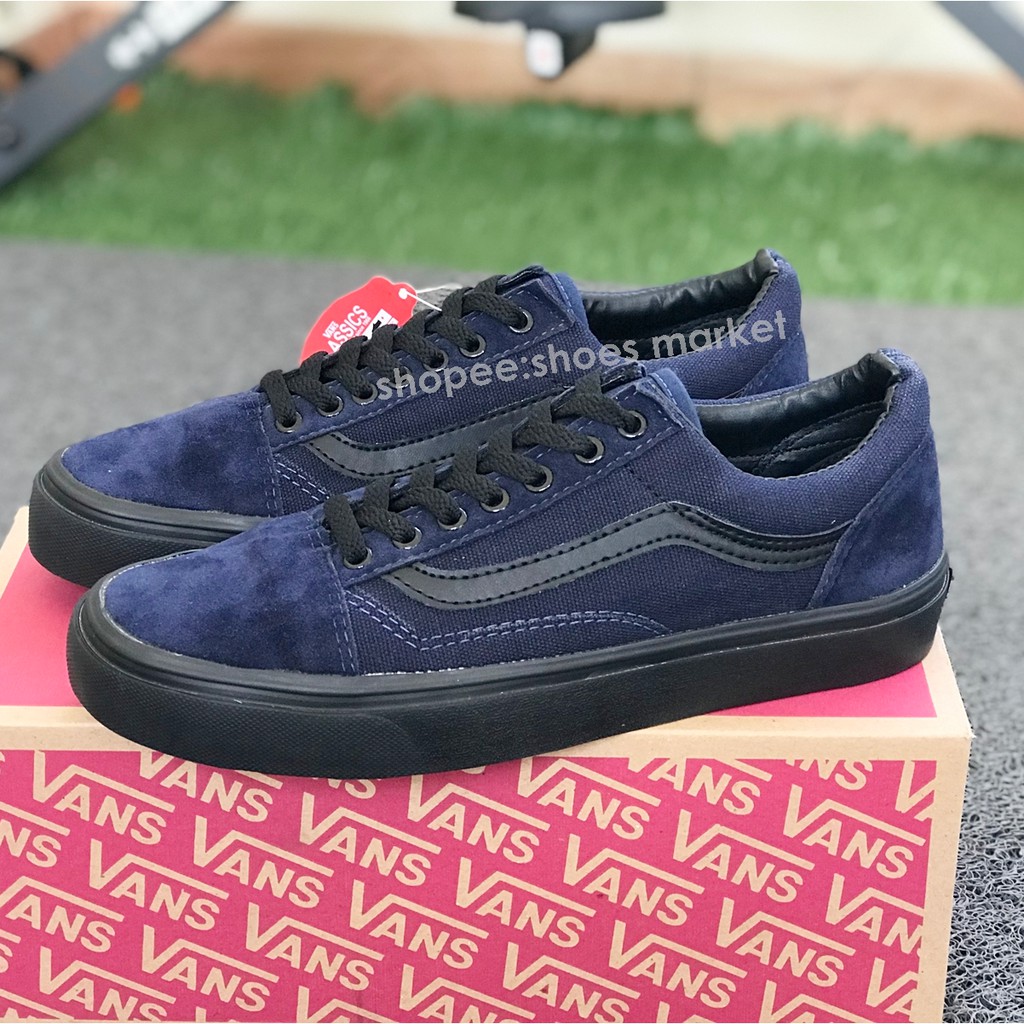 VANS OLDSKOOL NAVY BLACK SOL HITAM SNEAKERS PRIA