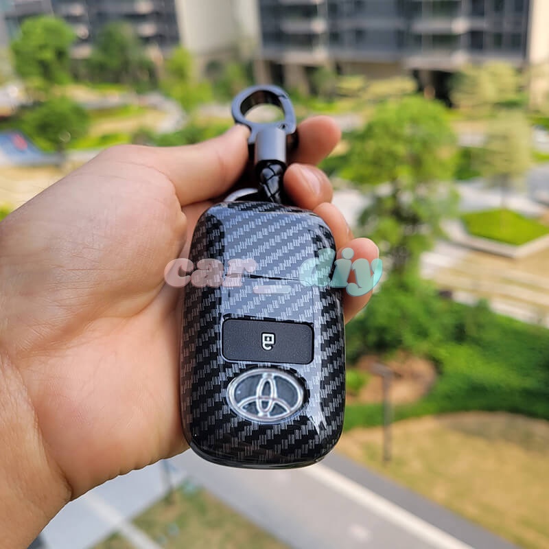 Case Pelindung Kunci Remote Mobil Bahan Carbon Fiber Untuk Toyota Veloz Raize Avanza2022