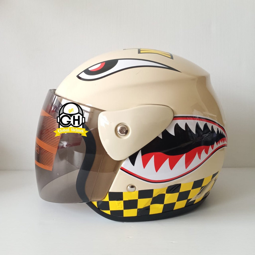 HELM EVOLUTION SHARK WARHAWK CREAM HALF FACE MODEL GM