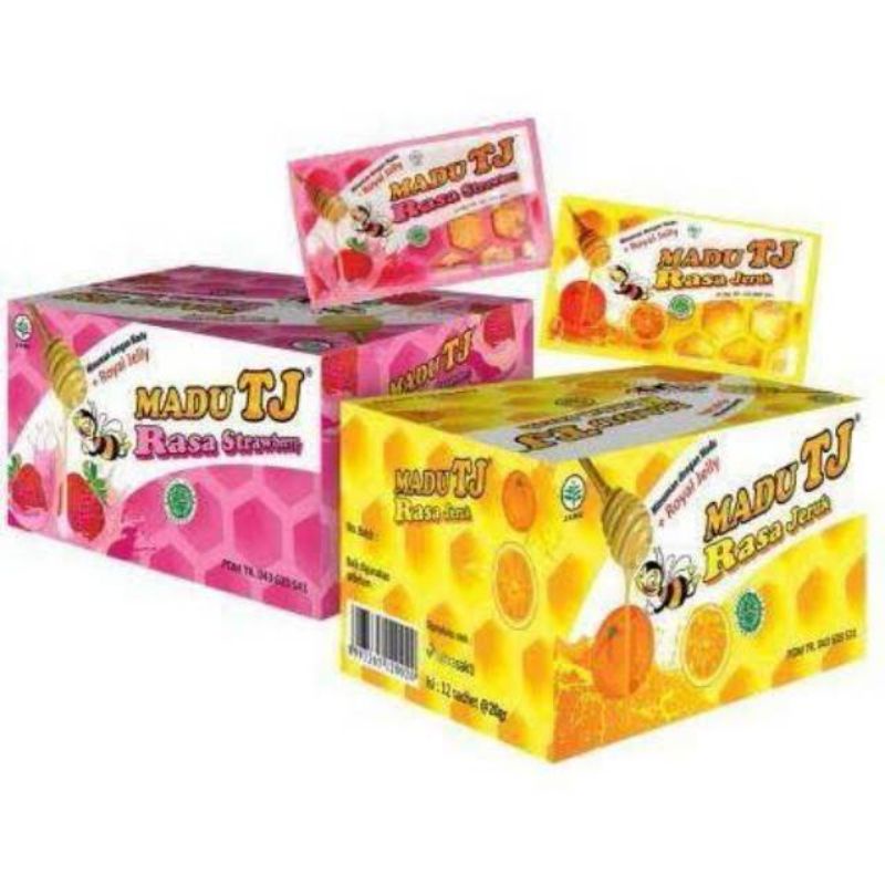 

[1 box] madu TJ sachet 20 gr kemasan box isi 12 pcs/ madu TJ strawberry jeruk