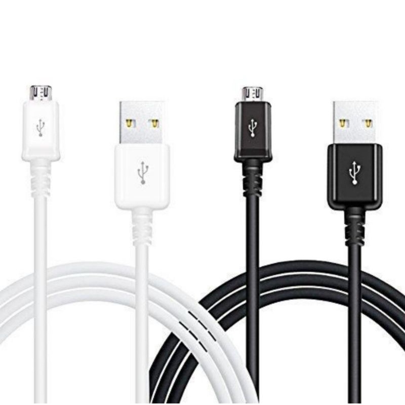 Kabel data 1 meter bulat putih bawaan mikro USB