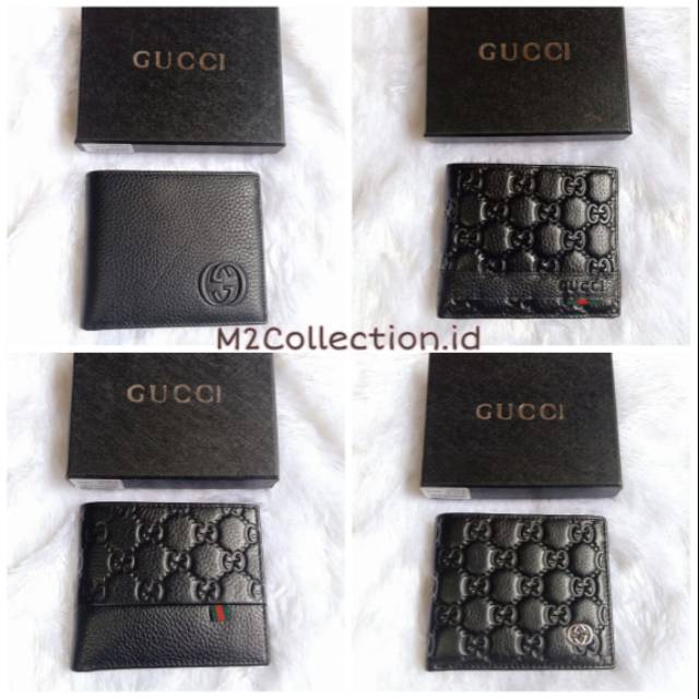 DOMPET PENDEK PRIA KULIT GUCCI BLACK  PREMIUM QUALITY