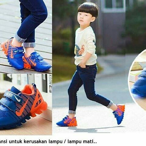 LittleAaron CEKLIS AIR Sepatu Sport Anak Laki / Perempuan Casual Korea Anti Slip Dengan LED Sport Termurah Sendal Bayi Anak Cewek Cowok