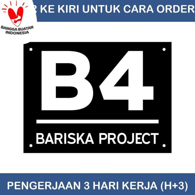 

Nomor Rumah Acrylic / Akrilik Landscape 20x15 - Back Hitam, Text Putih