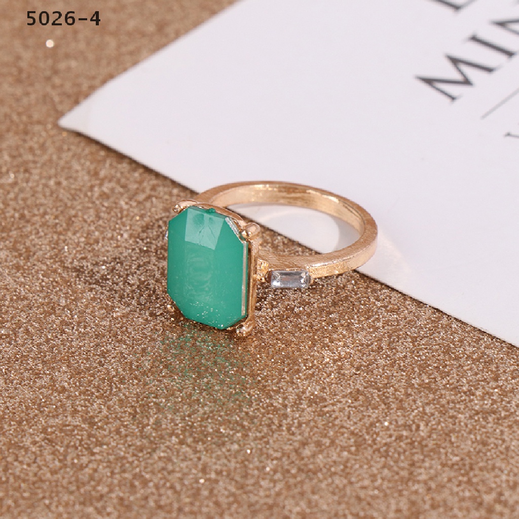 5026-4 6 pcs /set Green Rhinestone Rings Vintage Crystal Snake Adjustable Metal Ring 5026-4