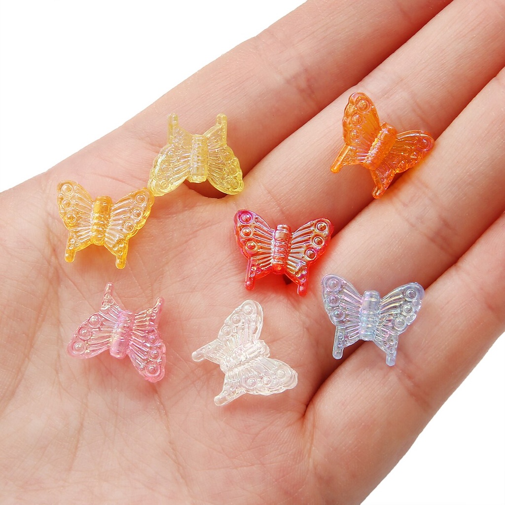 Acrylic plated colorful butterfly diy handmade beaded necklace ornaments Pendant 20pcs/pack