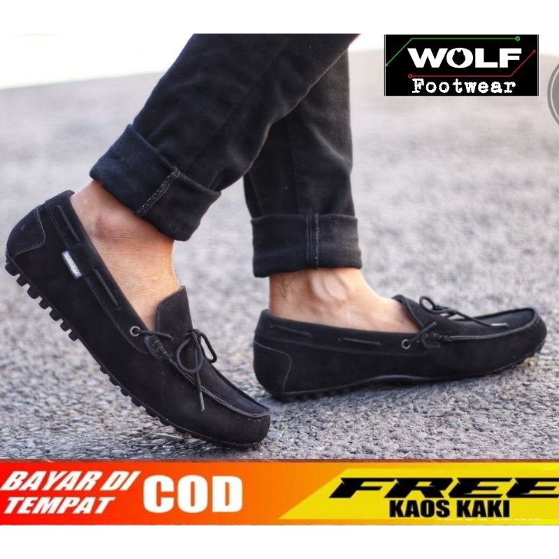 ZAPATO BLACK |WOLF x COZY| Sepatu Kasual Pria Kantor Kerja Loafers Fashion Kulit Suede Simpel