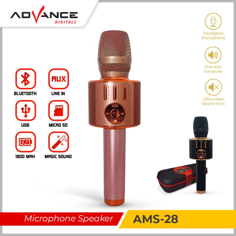 Advance Microphone Mic + Speaker Wireless Bluetooth AMS 28