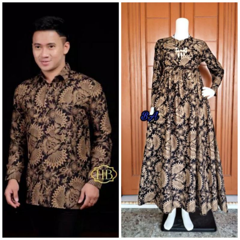 Batik Couple Keluarga - Maura Couple - Batik Couple Ori Ndoro Jowi Batik Couple keluarga-Kipas coklat