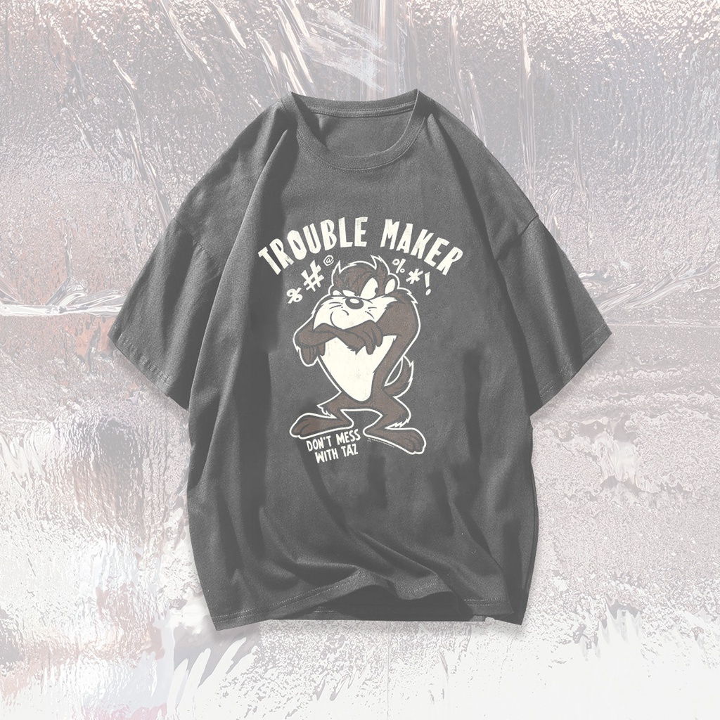 kaos cartoon TAZMANIA TROBLE MAKER vintage oversize style/cotton Premium 24s digital printing