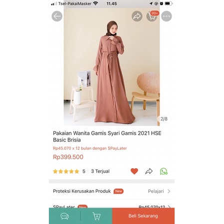 Preloved Gamis Syari Gamis HSE Basic Brisia (1x pakai)