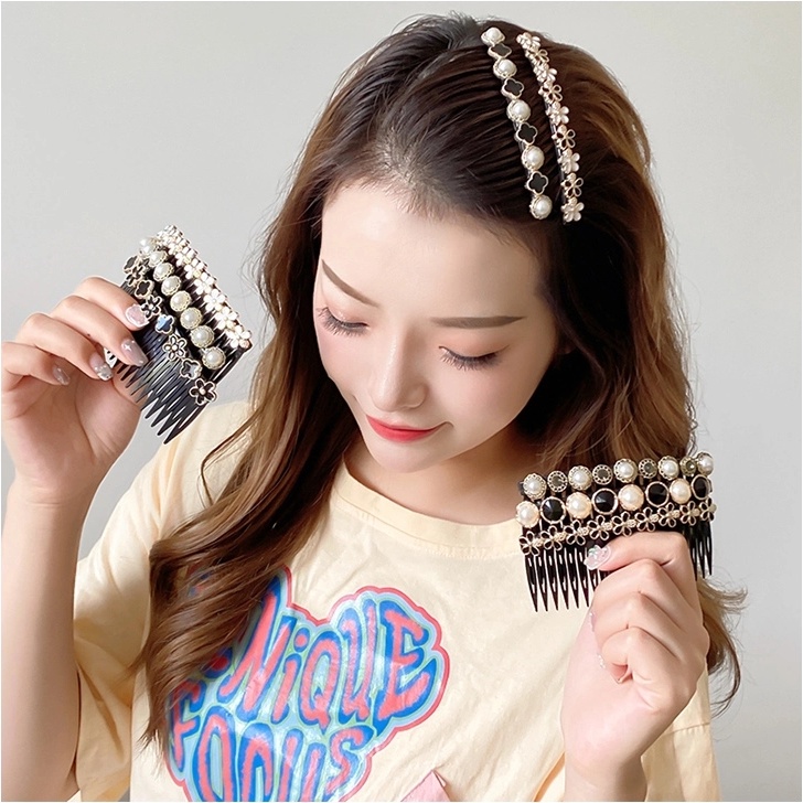 Fashion Pearl Rhinestone Hair Comb Temperament Insert Comb for Women Hair Accessories