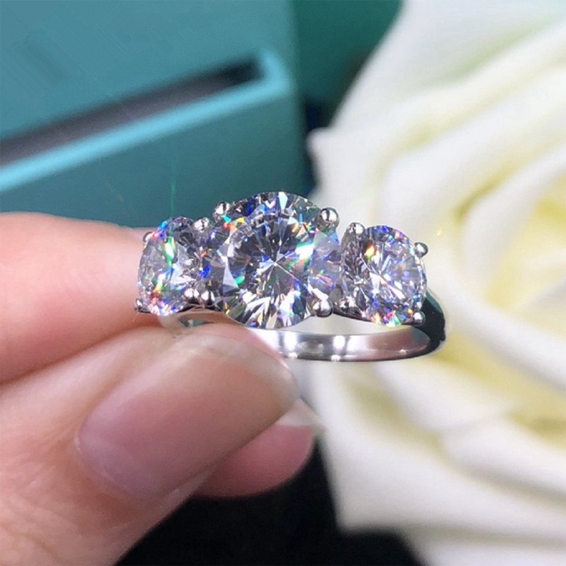 Cincin Kristal Cubic Zirconia AAA Bentuk Bulat Untuk Wanita