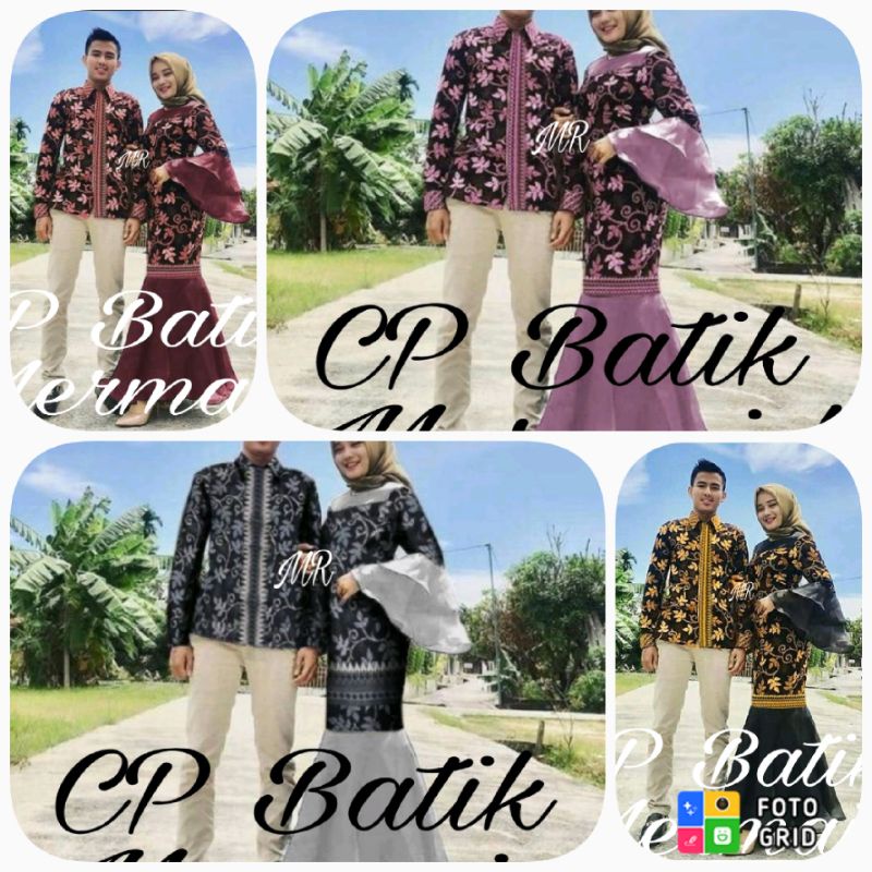 BAJU MUSLIM PASANGAN SUAMI ISTRI TERBARU SETELAN GAMIS TERBARU 2022 MODEL TERBARU  batik mermaid