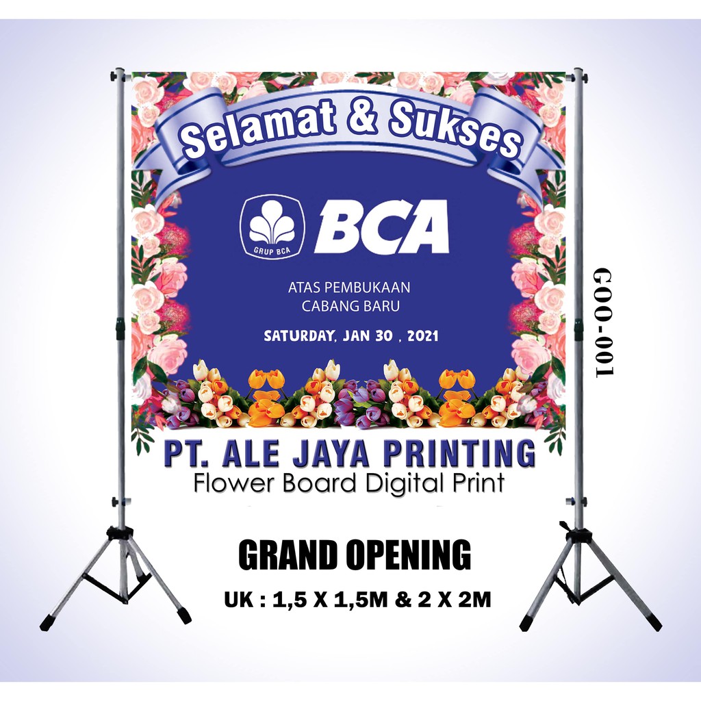 KARANGAN BUNGA GRAND OPENING DIGITAL PRINTING  TRIPOD BACKDROP  GO1